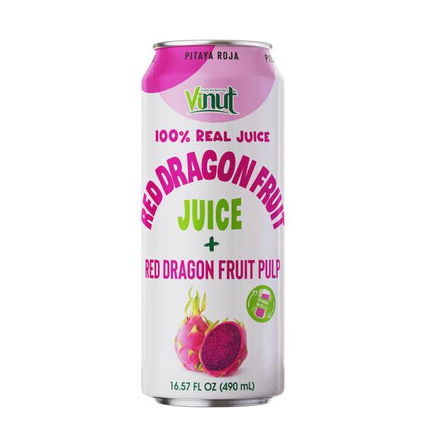 16.57 Fl oz VINUT 100% Real Red Dragon Fruit Juice with Red Dragon Fruit pulp