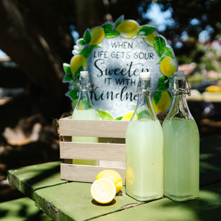 glass bottles of lemonade