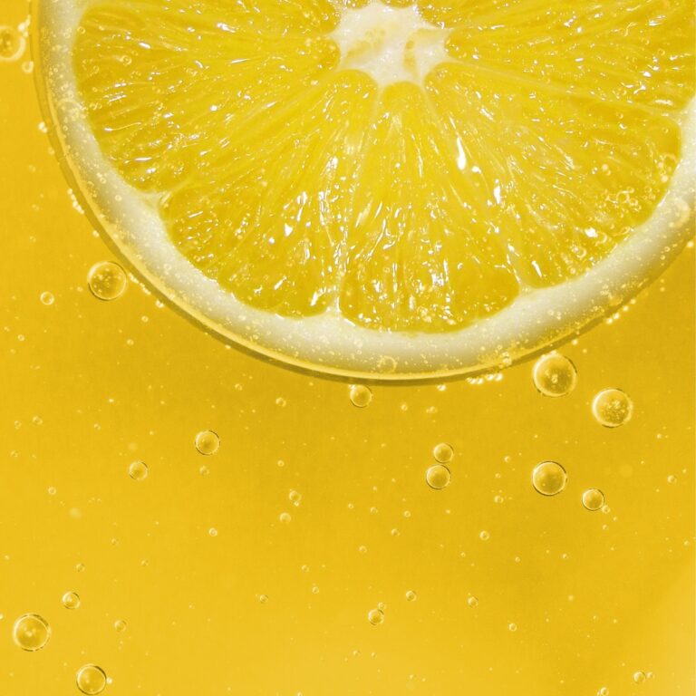 a lemon slice in a liquid