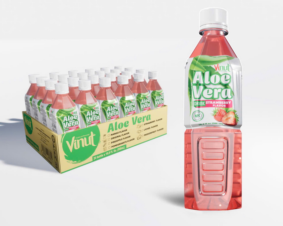 500ml VINUT Aloe Vera drink with Strawberry flavor 500ml VINUT Aloe Vera drink with Strawberry flavor - Image 1